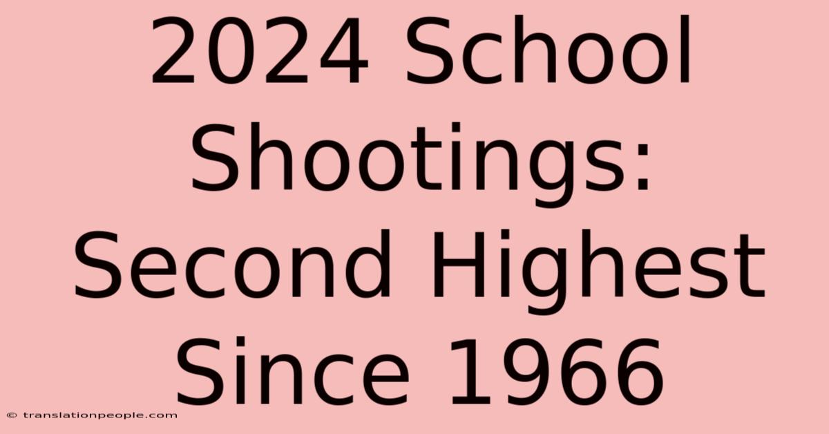 2024 School Shootings: Second Highest Since 1966