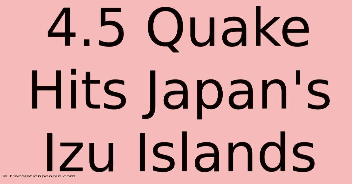 4.5 Quake Hits Japan's Izu Islands