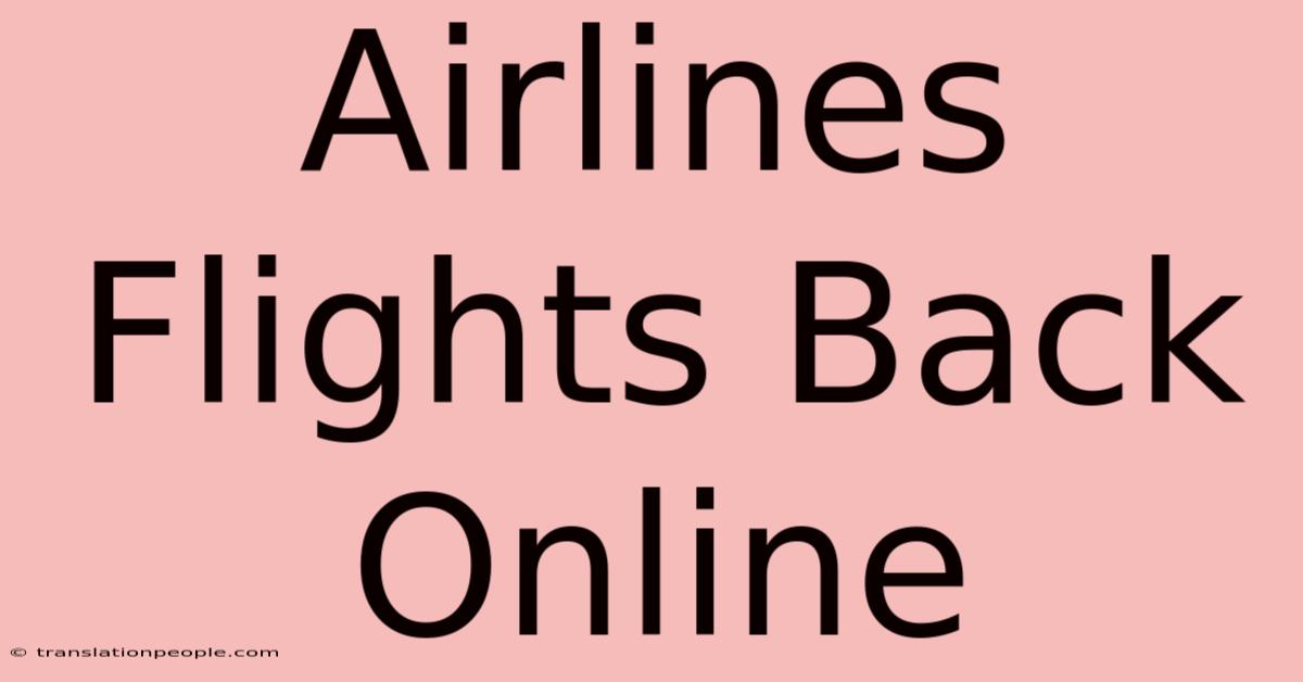 Airlines Flights Back Online