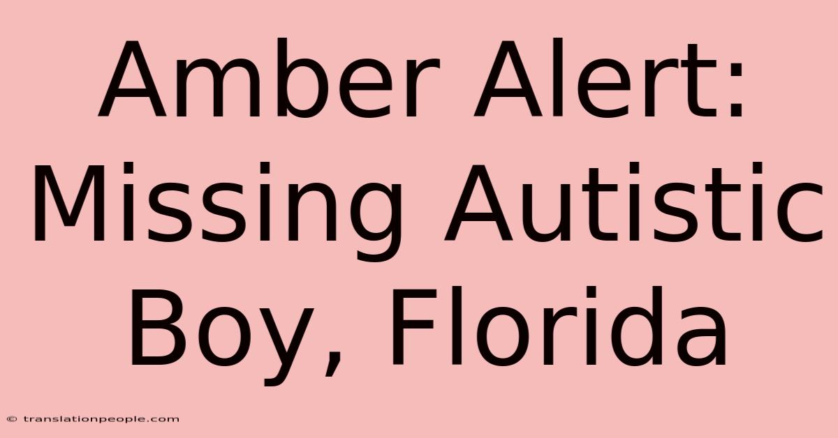 Amber Alert: Missing Autistic Boy, Florida