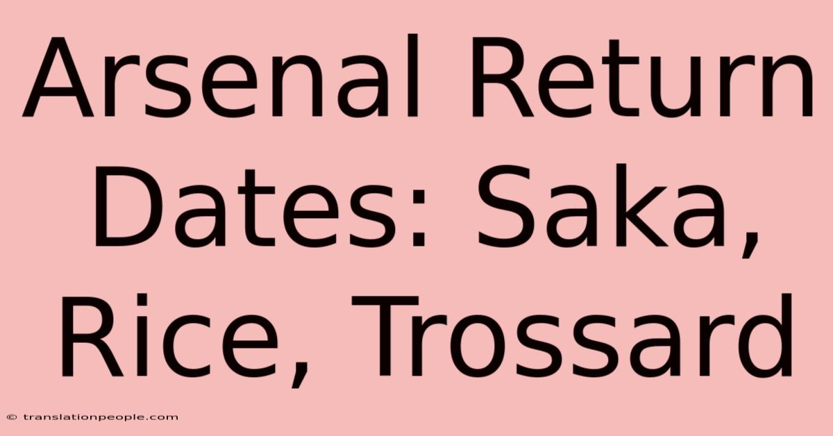 Arsenal Return Dates: Saka, Rice, Trossard