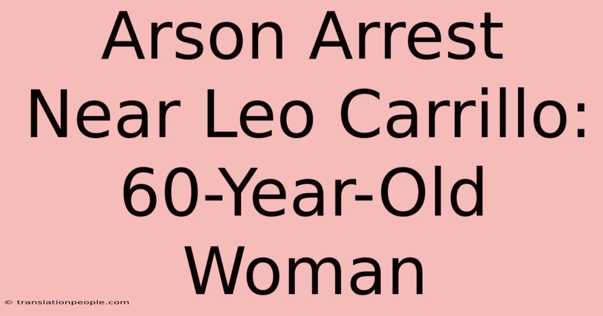 Arson Arrest Near Leo Carrillo: 60-Year-Old Woman