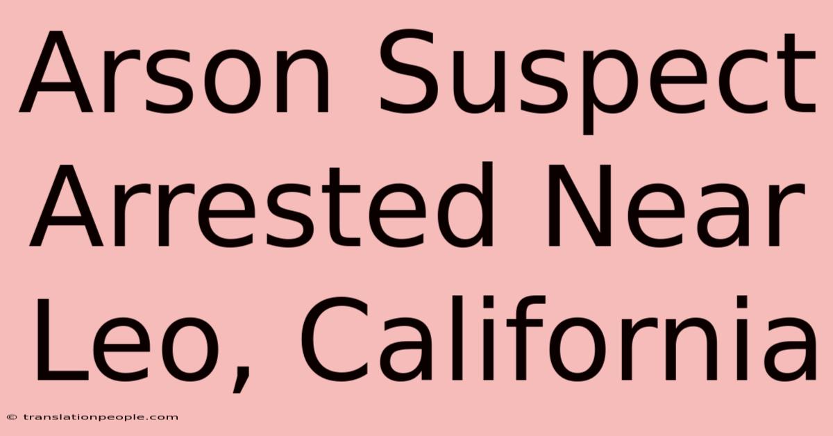 Arson Suspect Arrested Near Leo, California