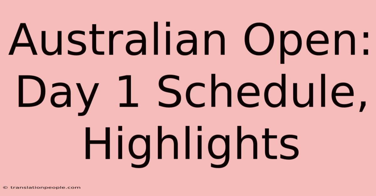 Australian Open: Day 1 Schedule, Highlights