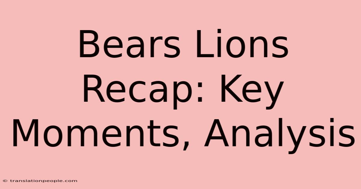 Bears Lions Recap: Key Moments, Analysis