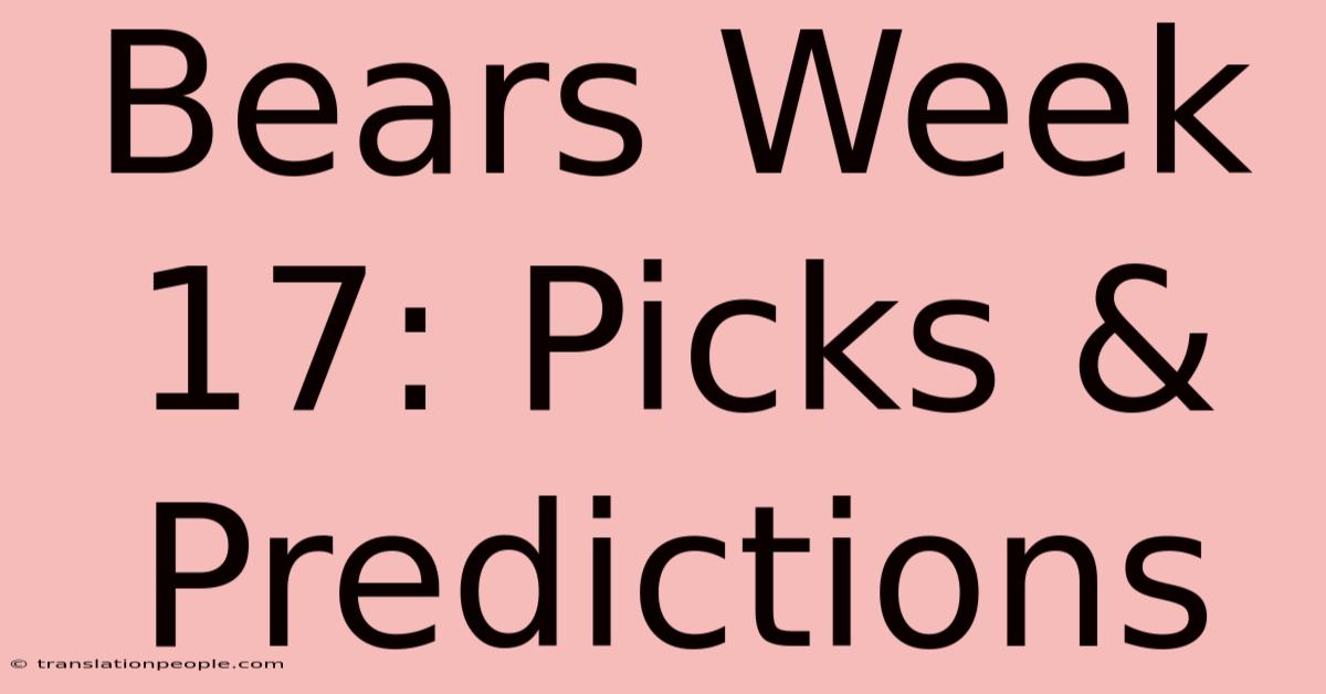 Bears Week 17: Picks & Predictions