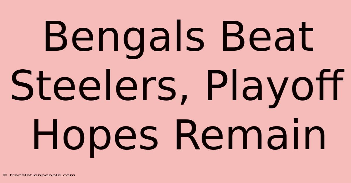 Bengals Beat Steelers, Playoff Hopes Remain