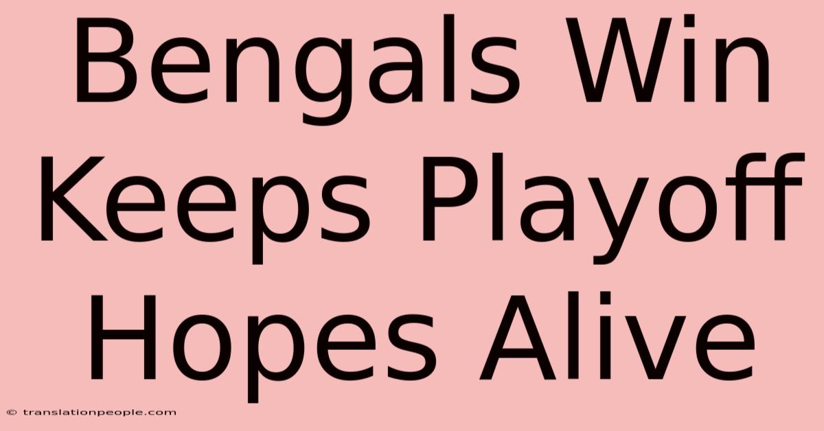 Bengals Win Keeps Playoff Hopes Alive