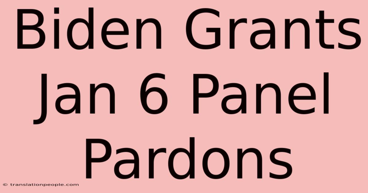 Biden Grants Jan 6 Panel Pardons