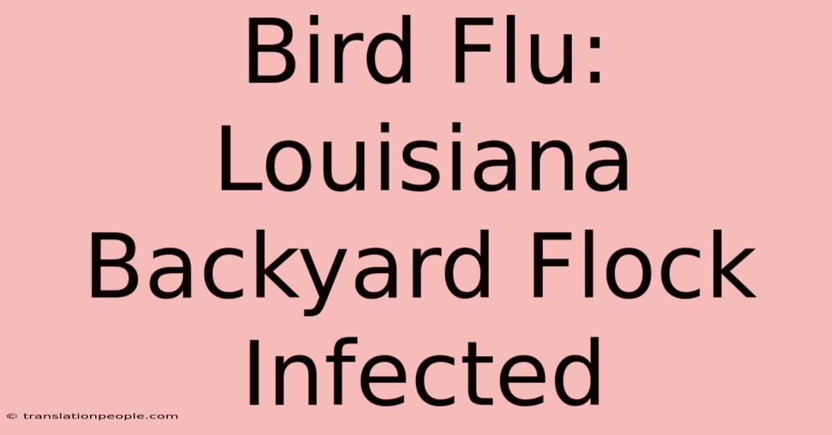 Bird Flu: Louisiana Backyard Flock Infected