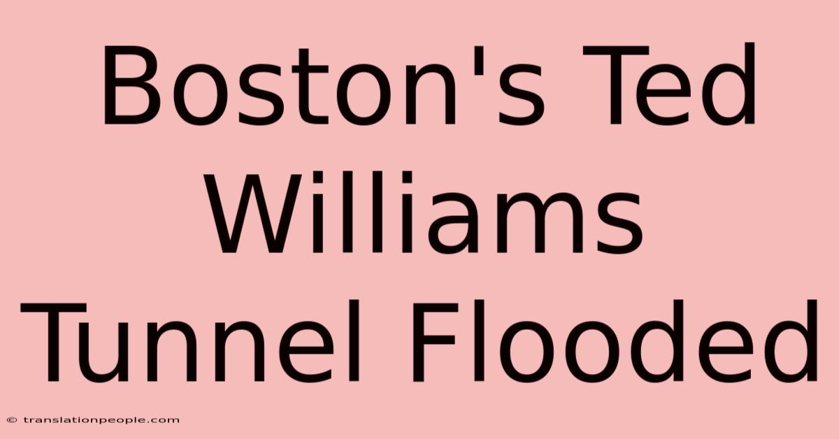 Boston's Ted Williams Tunnel Flooded