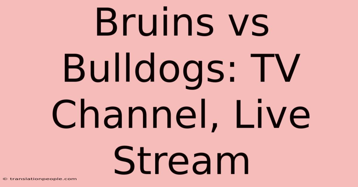 Bruins Vs Bulldogs: TV Channel, Live Stream