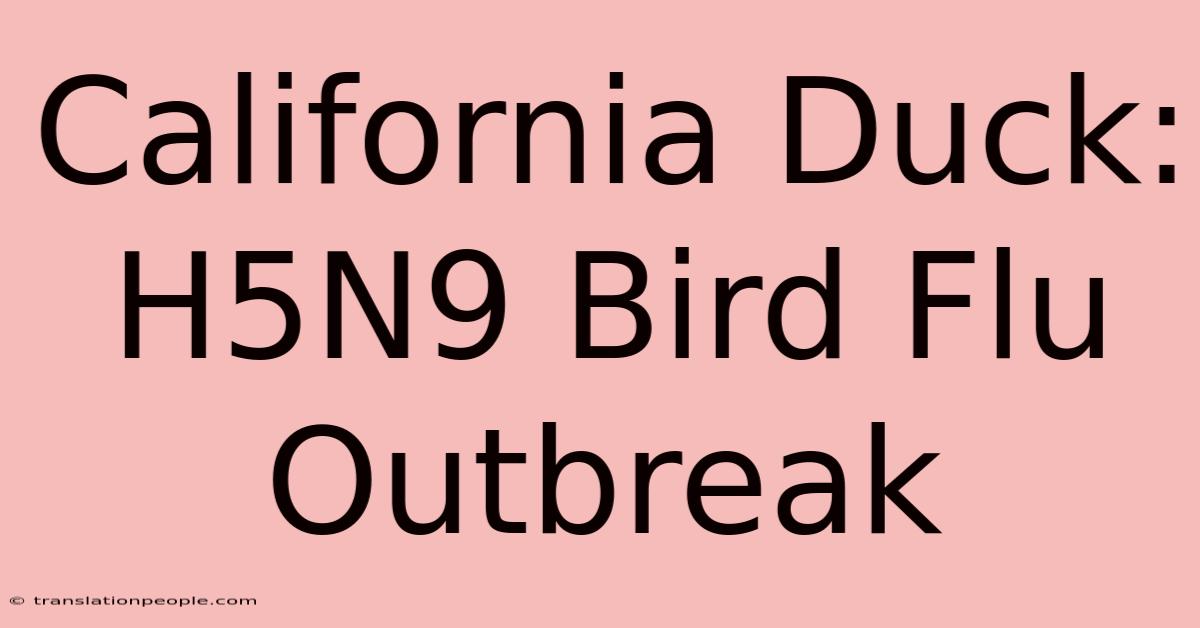 California Duck: H5N9 Bird Flu Outbreak