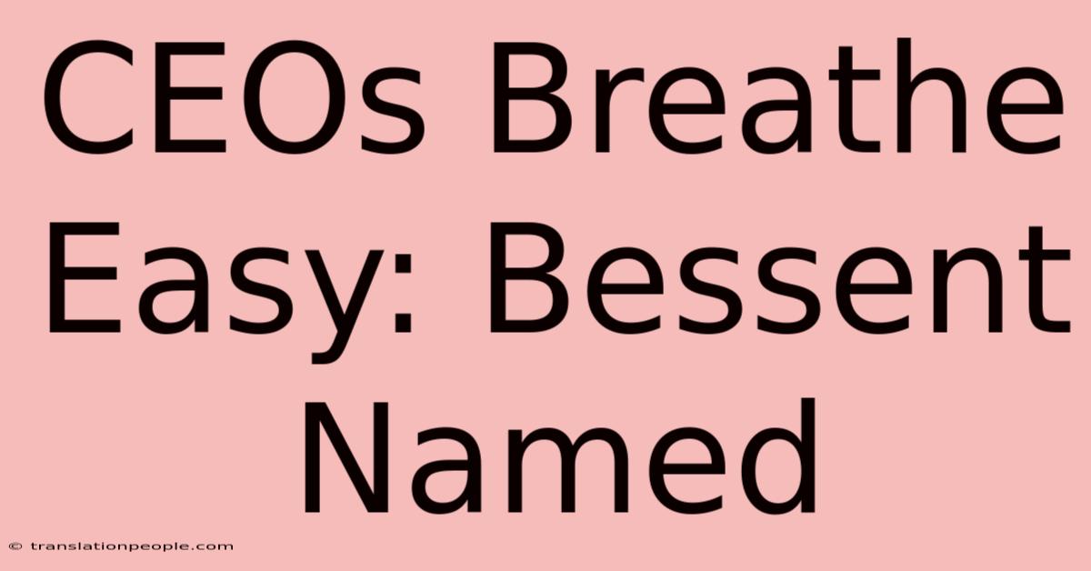 CEOs Breathe Easy: Bessent Named