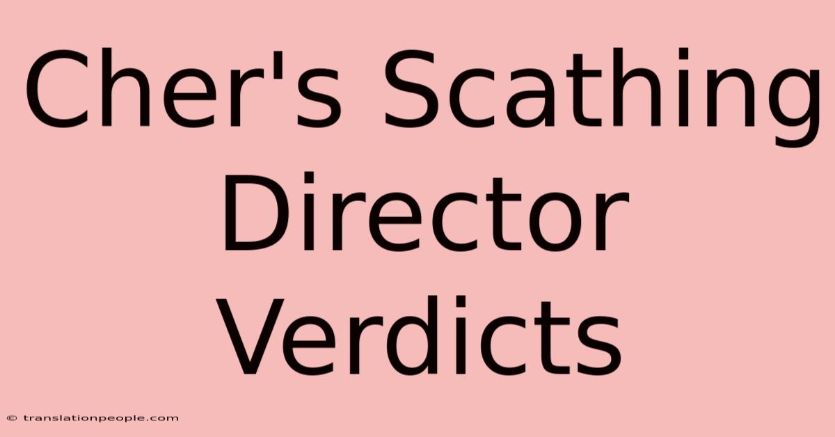 Cher's Scathing Director Verdicts