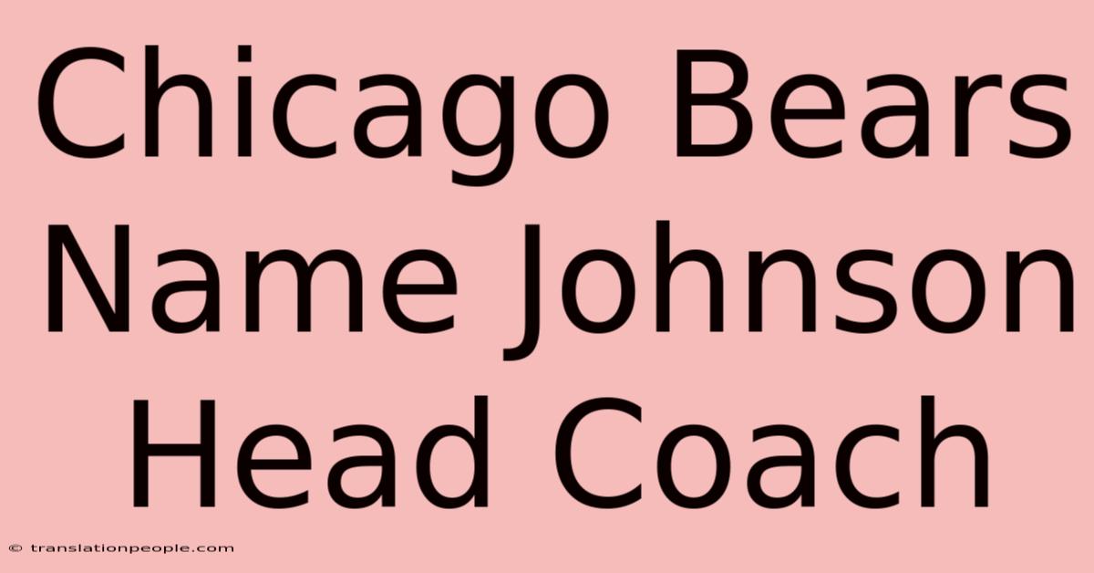 Chicago Bears Name Johnson Head Coach