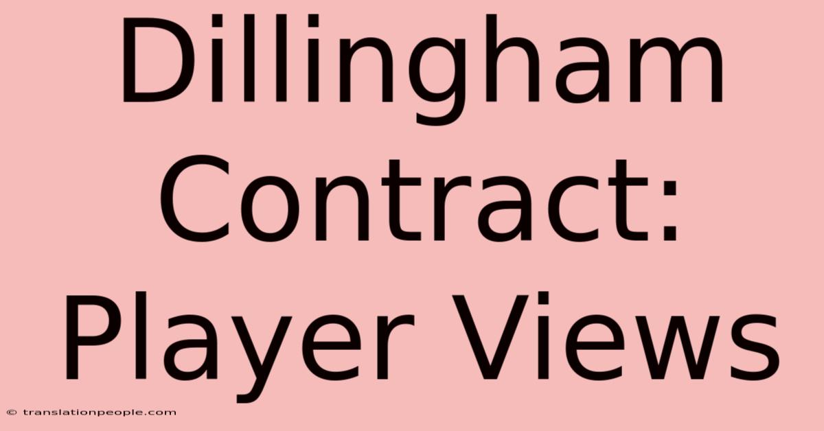 Dillingham Contract: Player Views