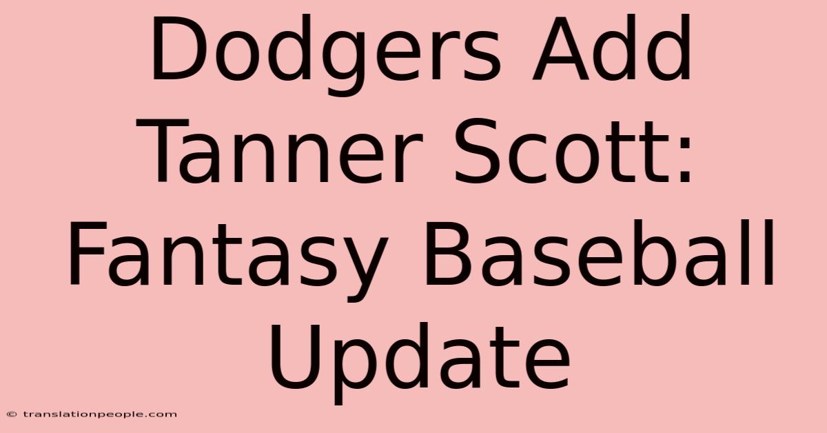 Dodgers Add Tanner Scott: Fantasy Baseball Update