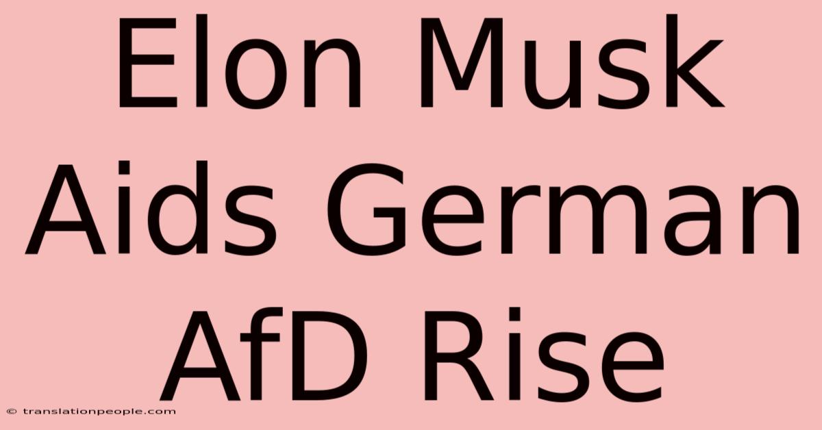 Elon Musk Aids German AfD Rise