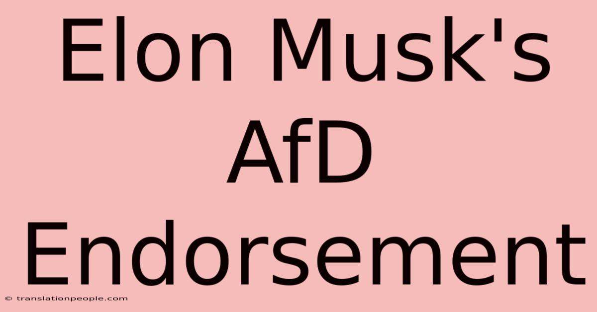 Elon Musk's AfD Endorsement