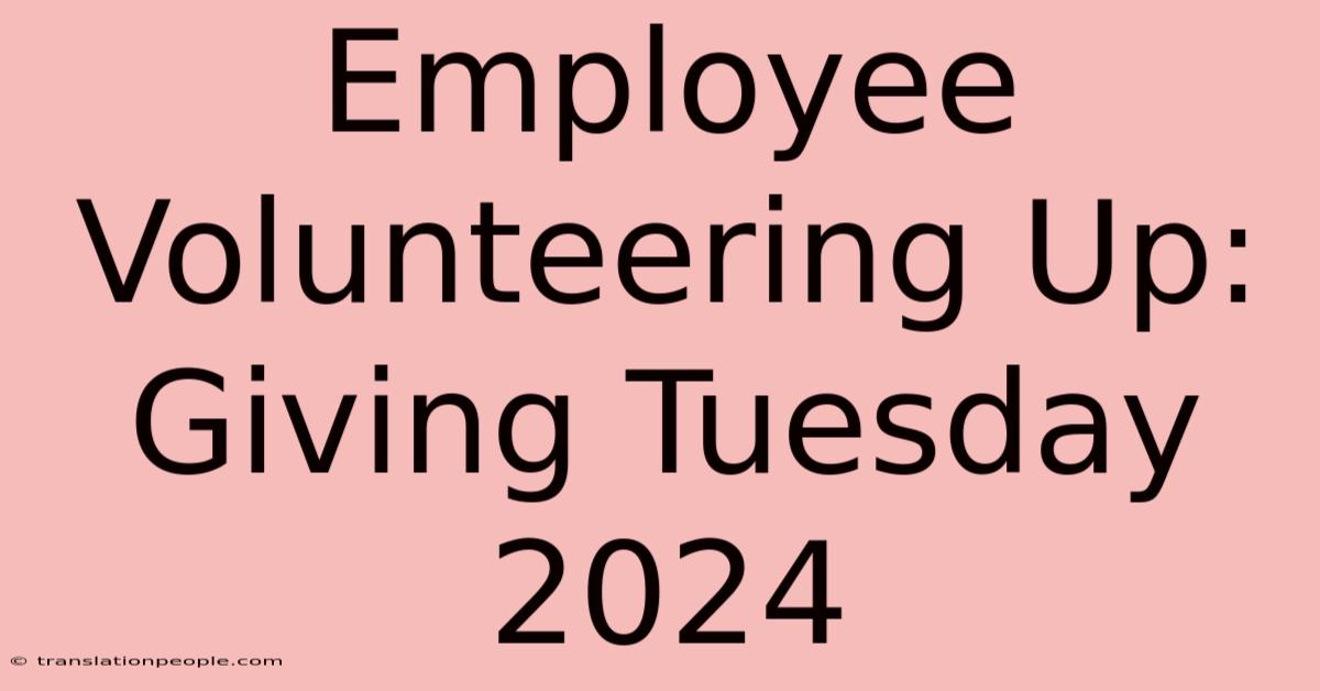 Employee Volunteering Up: Giving Tuesday 2024