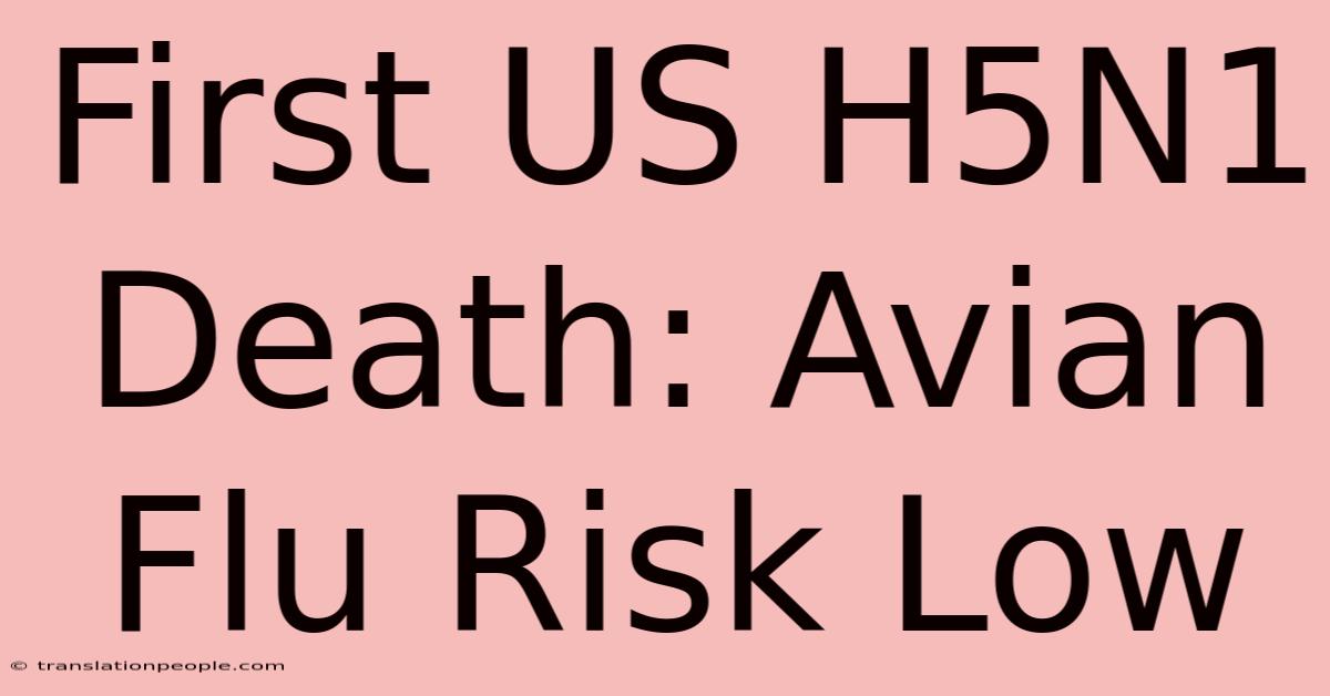 First US H5N1 Death: Avian Flu Risk Low