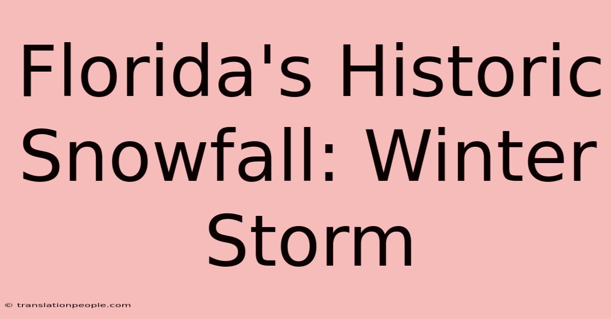 Florida's Historic Snowfall: Winter Storm