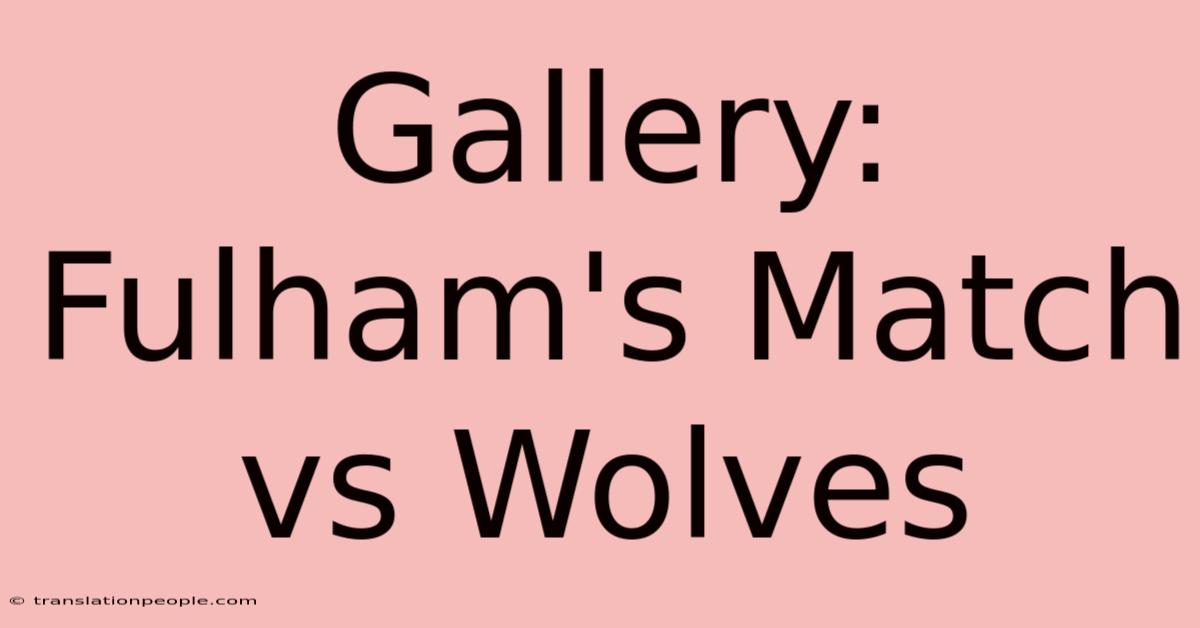 Gallery: Fulham's Match Vs Wolves