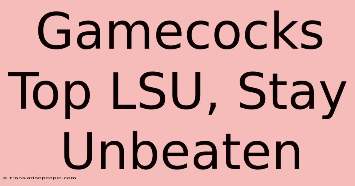 Gamecocks Top LSU, Stay Unbeaten