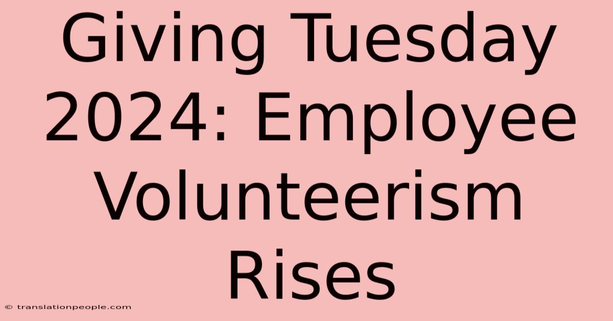 Giving Tuesday 2024: Employee Volunteerism Rises