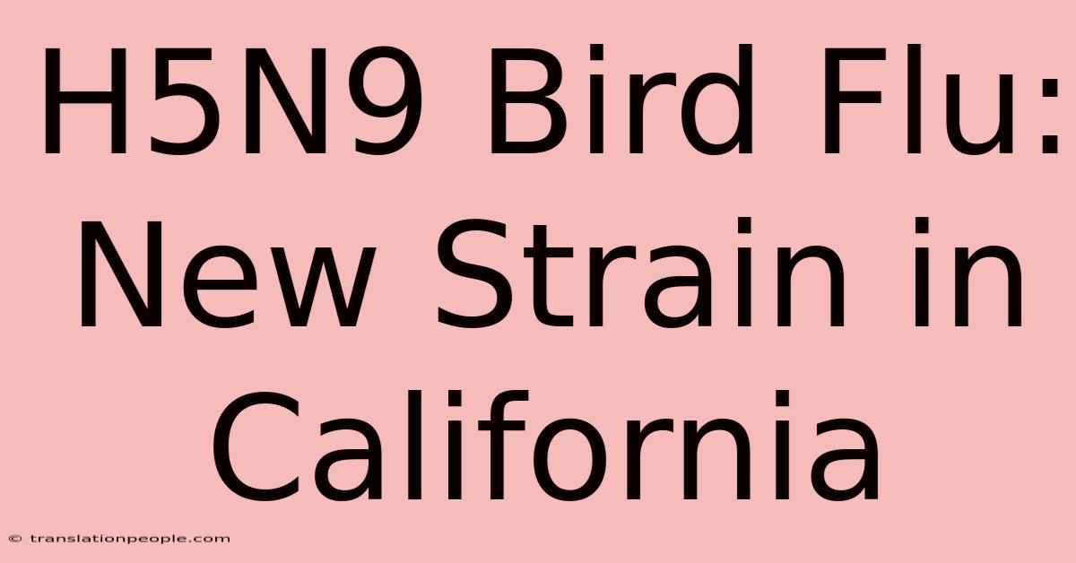 H5N9 Bird Flu: New Strain In California