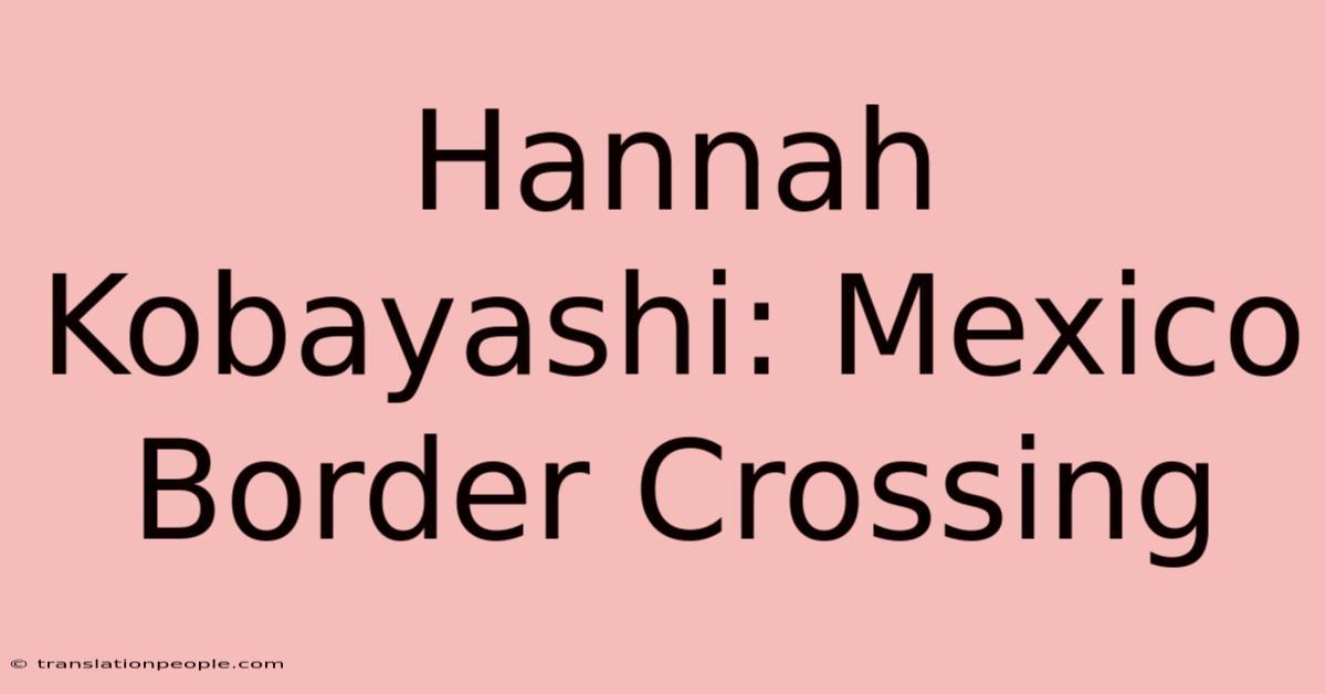 Hannah Kobayashi: Mexico Border Crossing