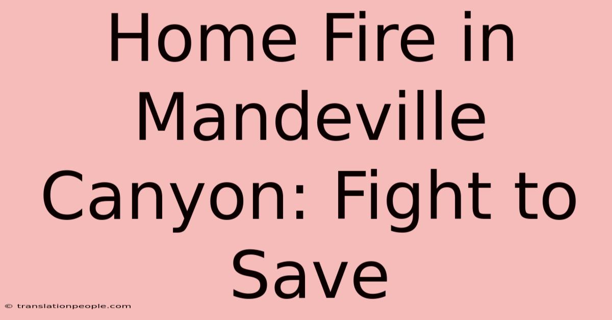 Home Fire In Mandeville Canyon: Fight To Save