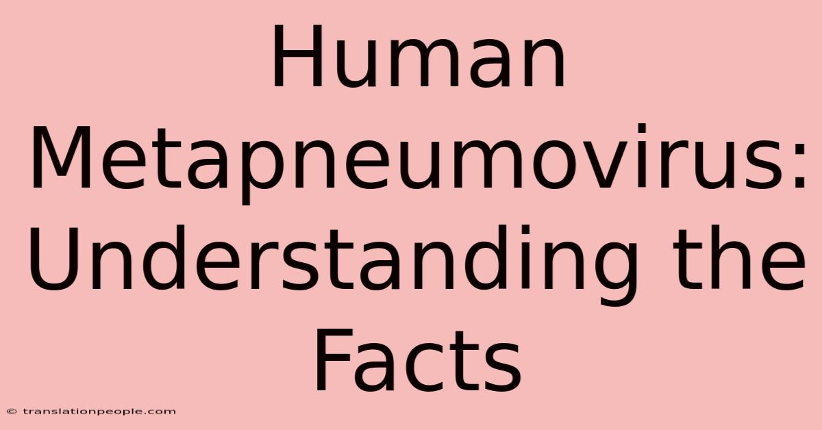 Human Metapneumovirus: Understanding The Facts