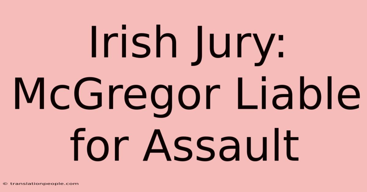 Irish Jury: McGregor Liable For Assault