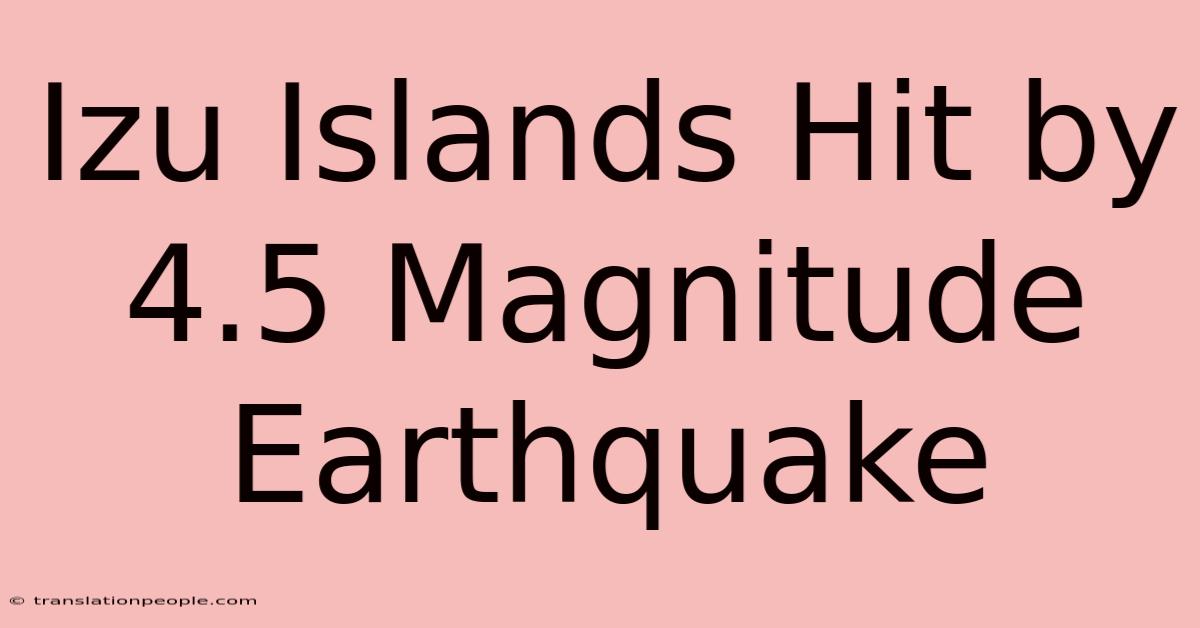 Izu Islands Hit By 4.5 Magnitude Earthquake