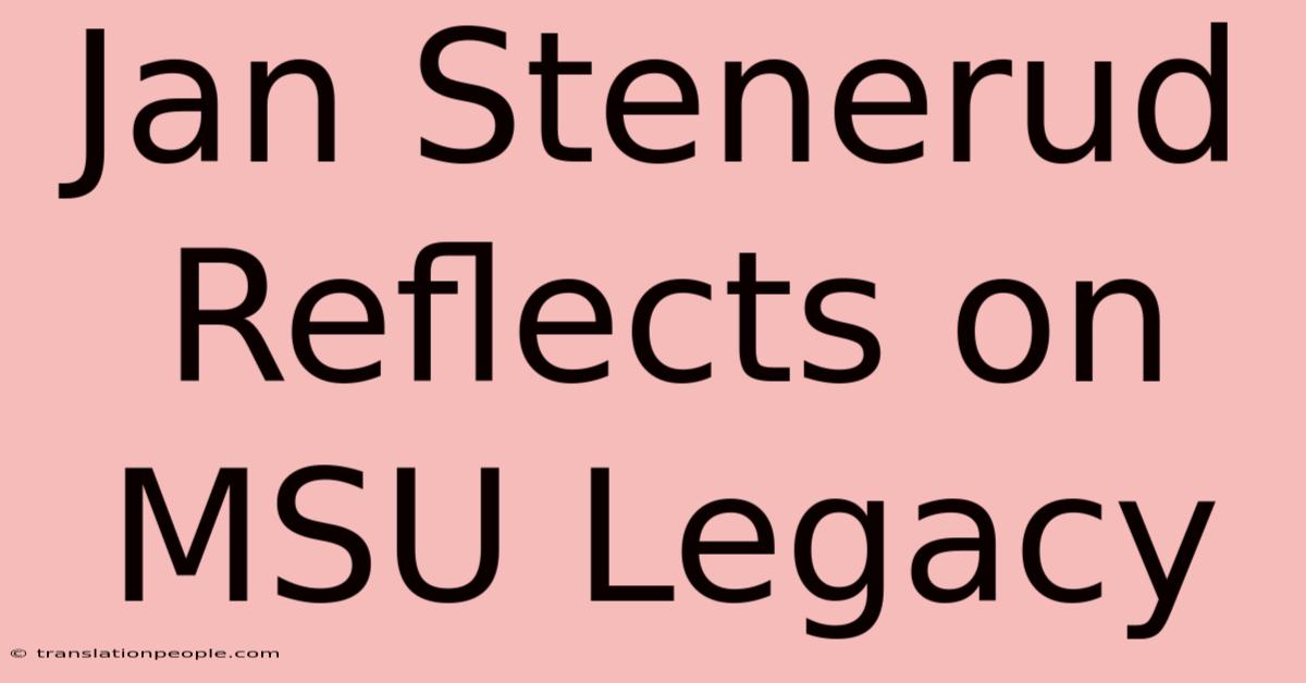 Jan Stenerud Reflects On MSU Legacy