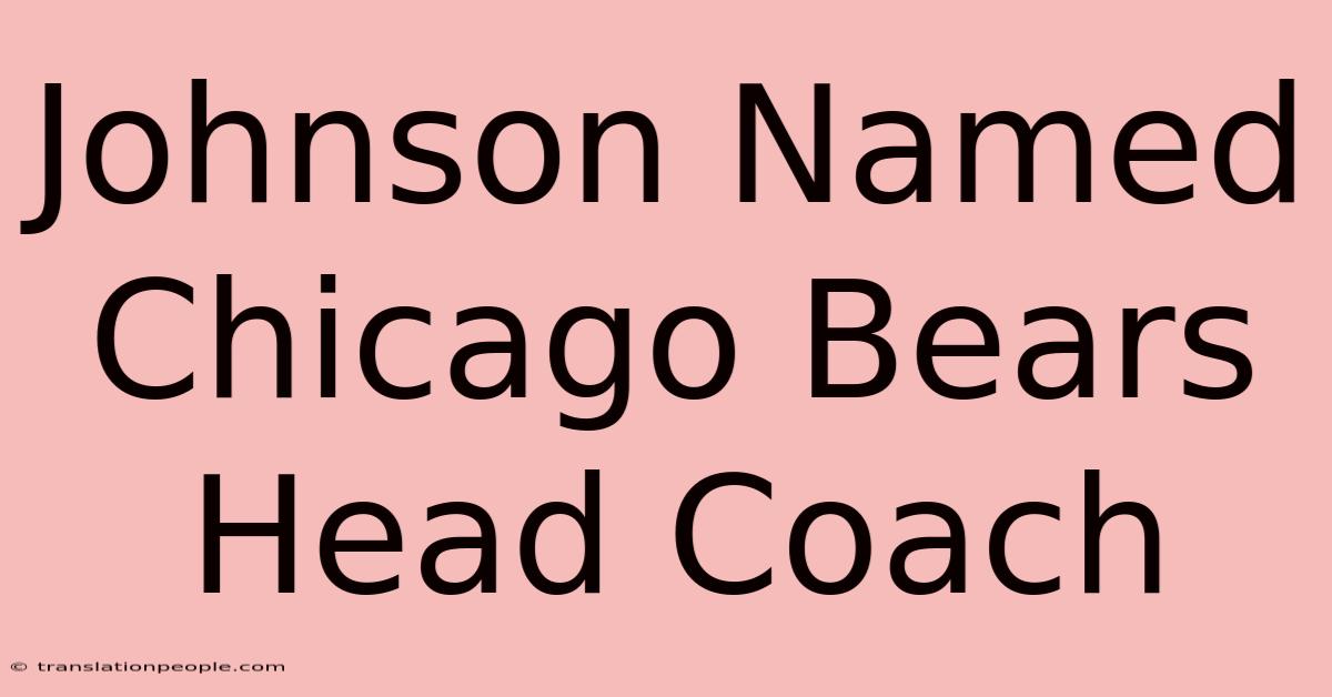 Johnson Named Chicago Bears Head Coach