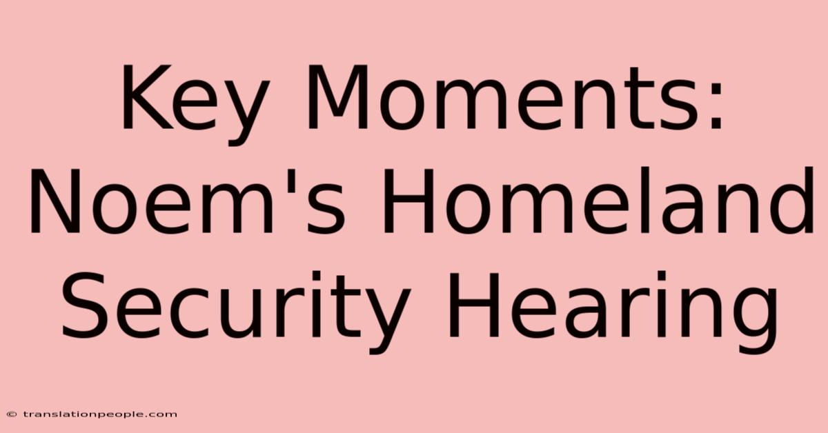 Key Moments: Noem's Homeland Security Hearing