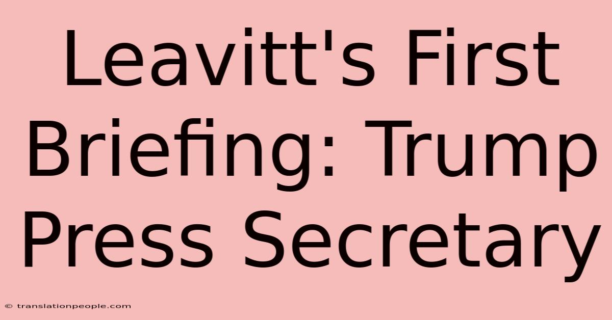 Leavitt's First Briefing: Trump Press Secretary