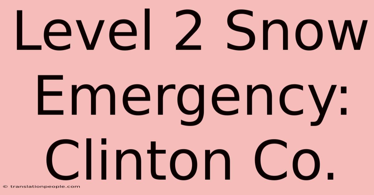 Level 2 Snow Emergency: Clinton Co.