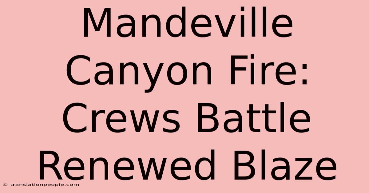 Mandeville Canyon Fire: Crews Battle Renewed Blaze