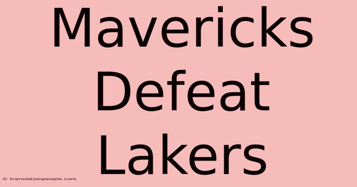 Mavericks Defeat Lakers