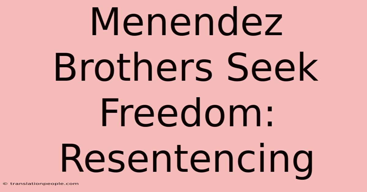 Menendez Brothers Seek Freedom: Resentencing