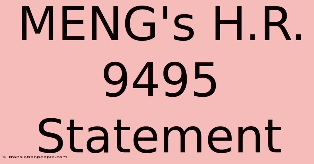 MENG's H.R. 9495 Statement