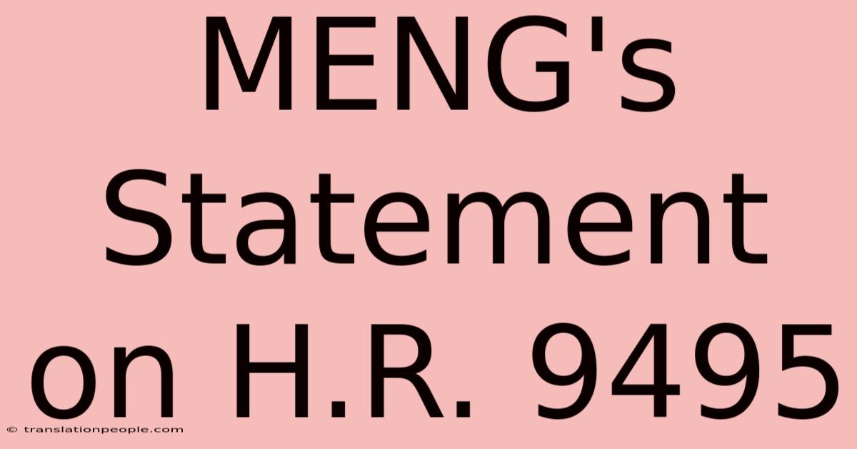 MENG's Statement On H.R. 9495