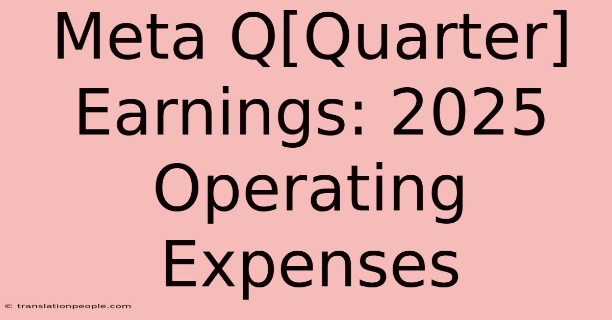 Meta Q[Quarter] Earnings: 2025 Operating Expenses