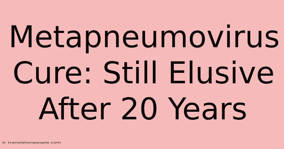 Metapneumovirus Cure: Still Elusive After 20 Years