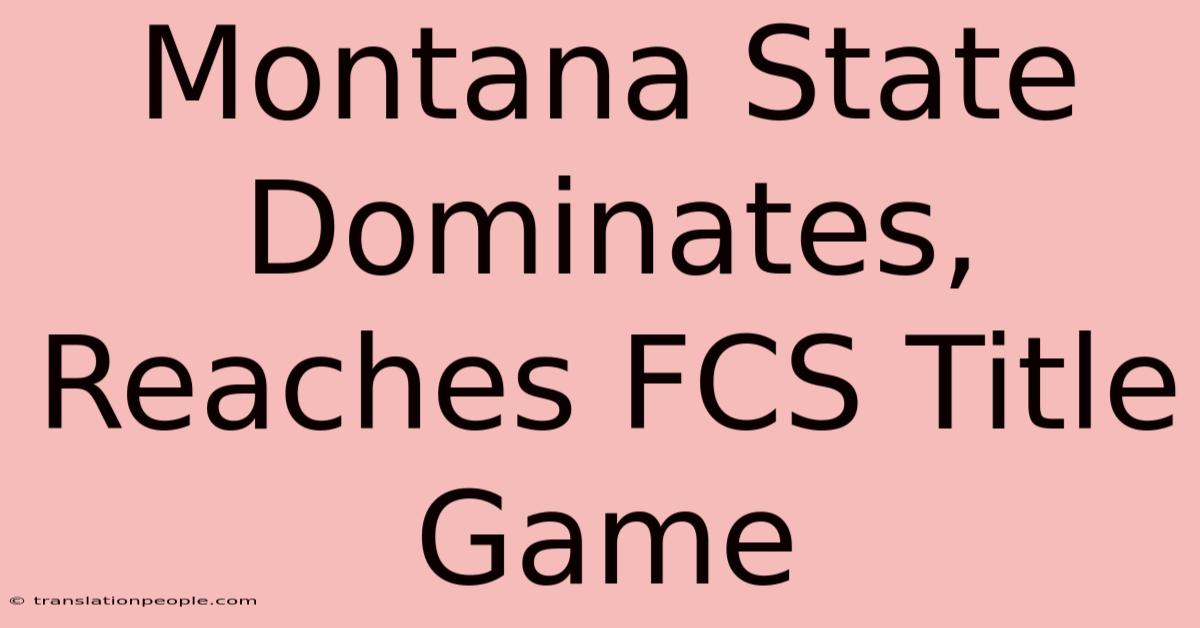 Montana State Dominates, Reaches FCS Title Game