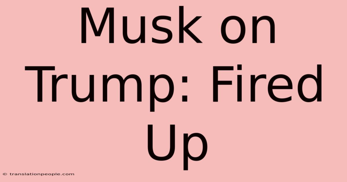 Musk On Trump: Fired Up